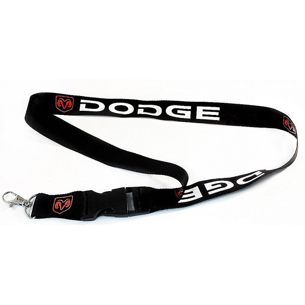 Dodge Lanyard 2X White & Black with Red Logo 1 inch x 22 inch Key Chain ID Badge Card Holder Hanger