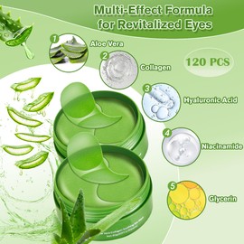 Lktvys Aloe Vera Eye Patches (60 PCS) – Under Eye Patches for Dark Circles & Puffiness | Gel Anti Wrinkles | Hydrating Eye Mask for Women & Men