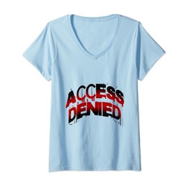 Womens Funny Programmers Access Denied, Private Life Vintage Design V-Neck T-Shirt
