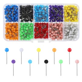 1000 Pcs Colorful Round Thumb Tacks, Small Decorative Push Pins Cute Map Pins Map Tacks Stick Pin Pushpins Thumbtacks for Cork Board Wall Bulletin Board Art Picture Photo Canvas (10 Colors)