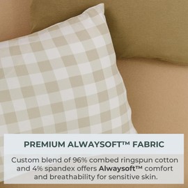 Pobibaby Premium Toddler Pillowcases – Ultra-Soft Cotton Blend, Stretchy Baby Bedding, Fits 13x18” and 14x20” Pillows, Perfect Crib Pillow, Kids Pillow, Travel Pillowcase Cover, 2-Pack (Gingham Khaki)