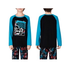 Beezizac Big Boys Pajamas Black & Blue Gamer 2-Piece Long Sleeve & Pants PJ Set Soft Kid Sleepwear Size 18