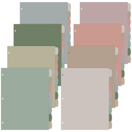 Janlaugh 64 Pcs/8 Sets Write and Erase Binder Dividers, 8-tab Big Plastic Dividers for 3 Ring Binders, Reusable Organizer for Teachers, Students, Office Home, Back to School Gifts(Morandi Color)