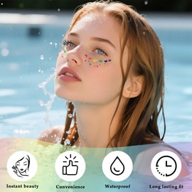 Vanchief Shimmering Rainbow Pride Tattoos, 6-Pack Temporary Face Art Glitter Stickers for Festivals & Celebrations (Pride Glow)