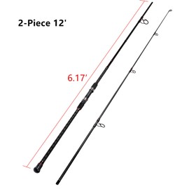 Fiblink Surf Spinning Fishing Rod 2-Piece Graphite Travel Fishing Rod (Length: 12')