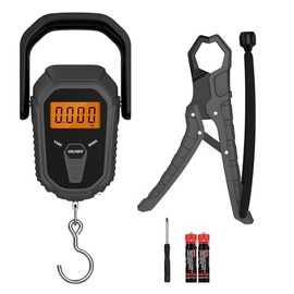 AMIR Fish Scale, 110lb/50kg Backlit LCD Display Digital Luggage Scale, Electronic Fishing Scale with Lip Gripper, Digital Weight Scale with 38'' Measuring Tape, Pocket Size, Fishing Gifts for Men
