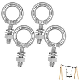 Pack of 4 Eye Bolts M8, Eye Bolts 304 Screw Eyelets Stainless Steel Eye Bolts Stainless Steel Eye Bolt M8 with Nuts and Washers for Attaching and Hanging Chain Ropes