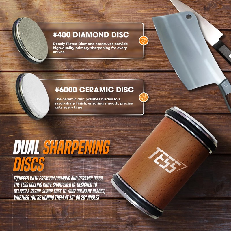 Rolling Knife Sharpener Kit with Leather Strop - 15 &