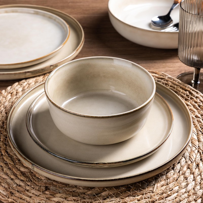 GBHOME Ceramic Dinnerware Sets for 4, 12 Pieces Stoneware Plates