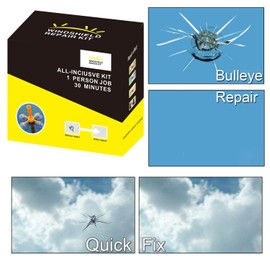Plextone DIY Windshield Repair Kit for bulls eyes star half moon long crack combination repairment (yellow 01)