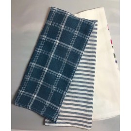 WISTERIA HOME KITCHEN TOWELS (3) PINK BLUE FLOWER COTTON I LOVE YOU 20 X 28  NWT