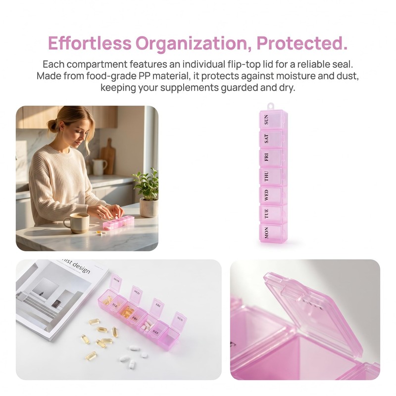 Pill Box Organiser 7 Day,Pill Pot,Medication Box, one Time A