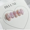 Lavender Bonbon Handmade Nail Tips Ribbon Nail Tips - Short