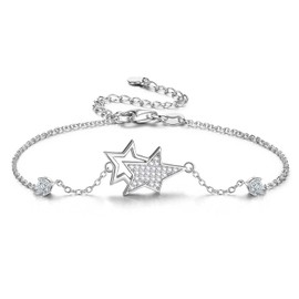 KORAS Friendship Bracelet for Women Girls, Sterling Silver Star Bracelet Jewellery for Best Friend, Perfect Friendship Gifts Christmas Birthday Presents