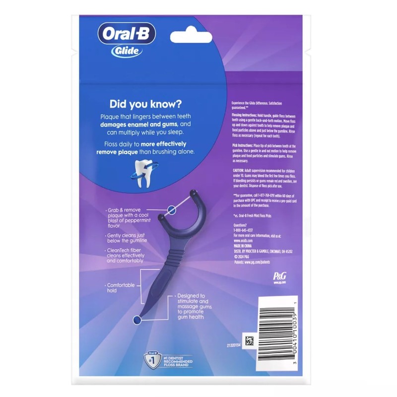 Oral-B Glide 3D White Floss Picks Radiant Mint, 75CT (Pack