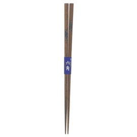 Ishida Chopsticks Made in Japan Hexagonal Natural Wood Non-slip 9.1 inches (23 cm) Brown