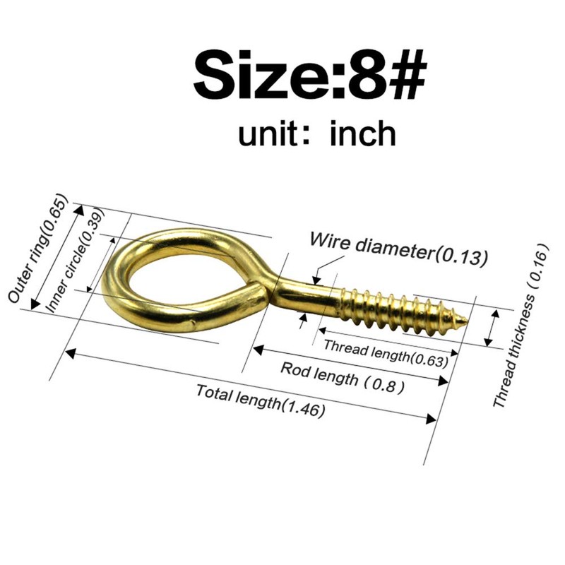 ECKJ Screw Eye Hooks - 20 Pieces Golden Copper Plating