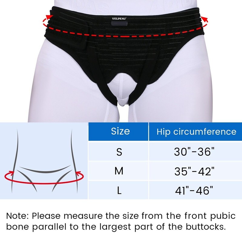VELPEAU Hernia Support Belt Men Truss Brace Double Inguinal Groin