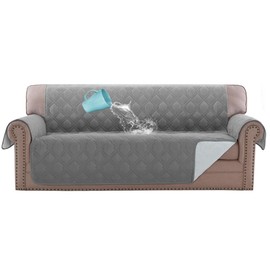 H.VERSAILTEX Sofa Cover 100% Waterproof Slipcover Furniture Protector, Washable Couch Cover with Non-Skid Backing and Elastic Straps for Kids, Dogs, Pets(Sofa, Dove Grey)