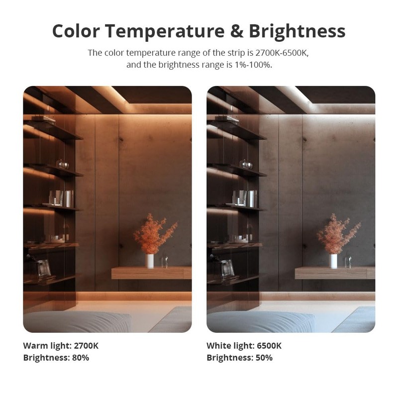 BENEXMART Matter WiFi COB LED Strip Lights, RGBCW Smart Light