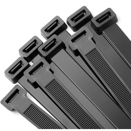 100 Pack Black Cable Ties 300mm x 6mm, 12" Heavy Duty Nylon Zip Ties, Self-Locking Tie Wraps for Home, Office, Garage, Workshop - Durable & Versatile