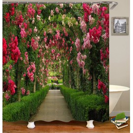 MMHJFANG Outdoor Shower Curtain Garden Decoration Flower Countryside Scenery Waterproof Bathroom Curtain with 12 Hooks (Mult 1, 71x71 Inch)