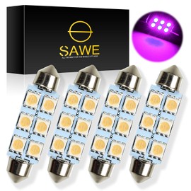 SAWE - 44MM 6-SMD 5050 Festoon Dome Map Interior LED Light Bulbs Lamp For 6411 578 211-2 212-2 (4 pieces) (Pink/Purple)