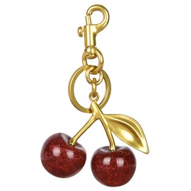 HOTUT Cherry Car Keychain for Women, Gold Cherry Cute Cherry Charm for Purses and Bags, Cherry Bags Charm Stylish Cherry Bag Charm with Shiny Resin Metal Keychain Accessories for Bag, Handbag, Key