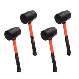 4 PCS 12 OZ Rubber Mallet, Rubber Hammer Head, Rubber Mallet Set With Black-Yellow Fiberglass Handle Perfect For Wood, Metal, Plastic, Glass, And Ceramics. By GENHAKON, Orange
