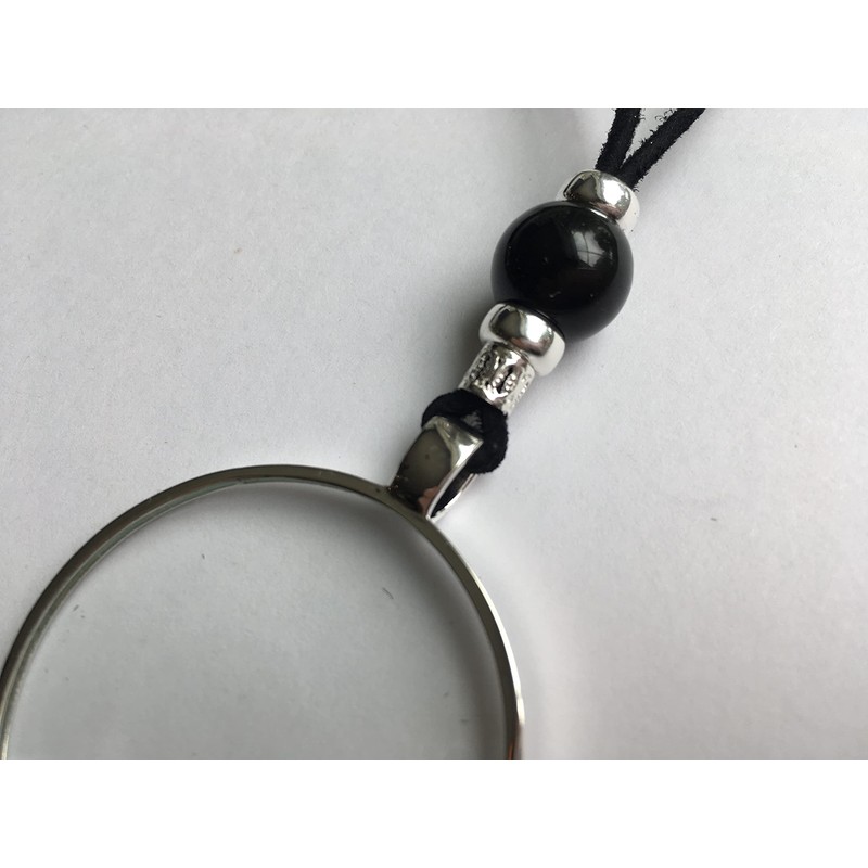 Magnifying Glass Necklace, Sterling Silver with Healing Gem Stone Crystal,
