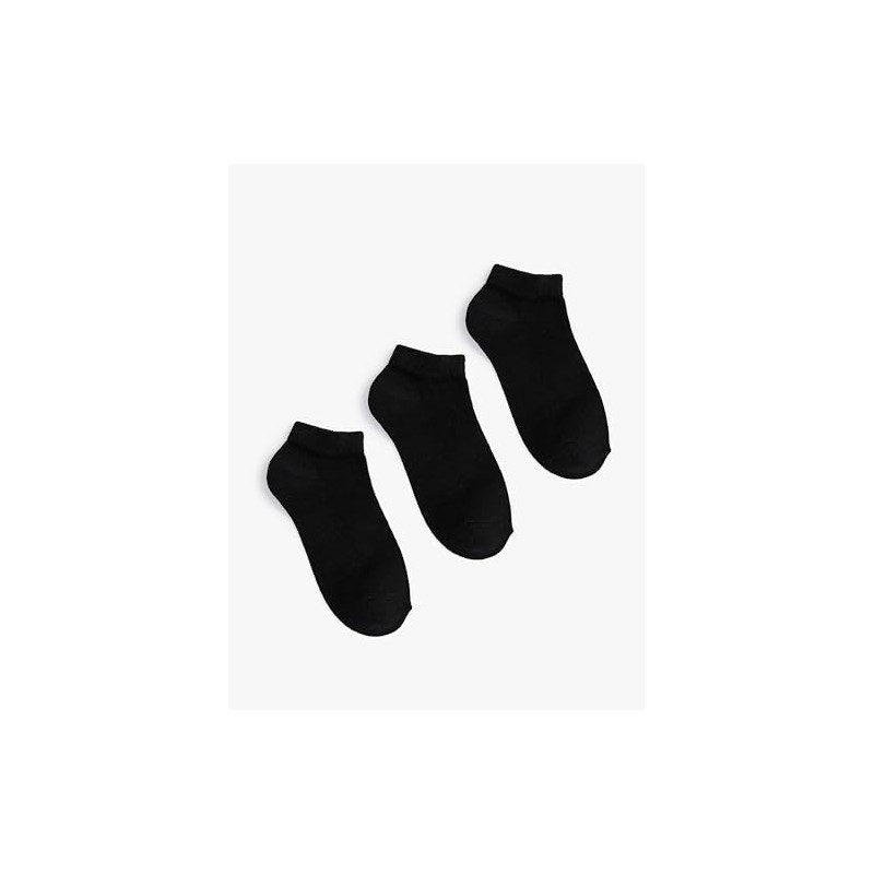 Koton Men's 3-Pack Basic Bootie Socks Set, Black(999), One Size