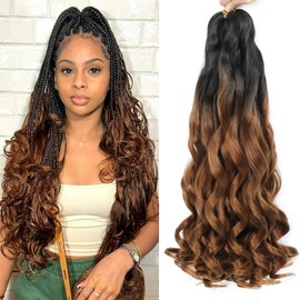 French Curl Braiding Hair 14 Inch Curly Braiding Hair 8 Packs Pre Stretched Bouncy Loose Wave French Curls Crochet for Black Women (1B/30, 30 inch (pack of 8))