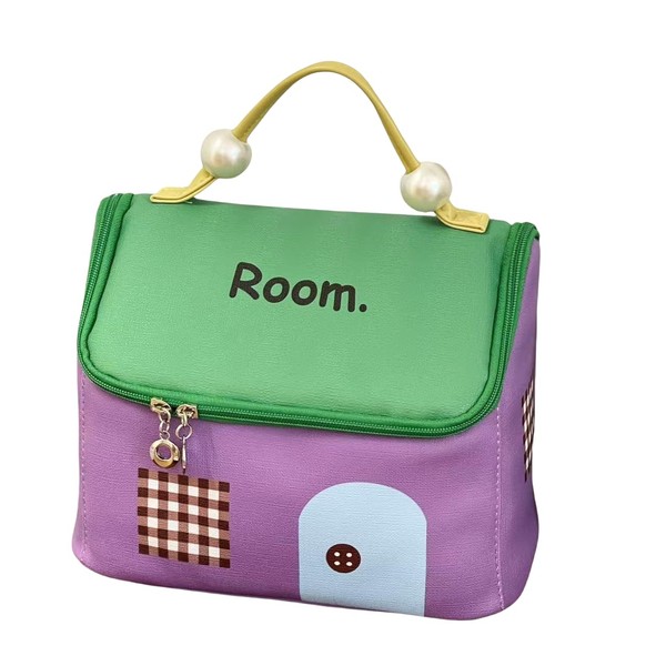 【Dopamine Style House-Shaped Cosmetic Bag】Cute Large Capacity Travel Waterproof Makeup