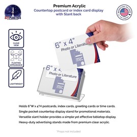 Marketing Holders Postcard Holder 6" x 4" Informational Cards Organizer Free Standing Portable Display Stand Printed Materials Index Cards Bin for Doctors Offices