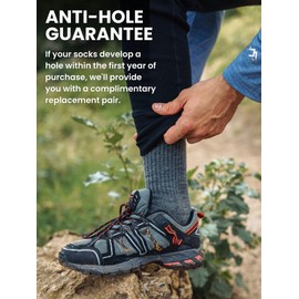 Merino.tech Merino Wool Socks for Women And Men - Merino Wool Hiking Socks Crew Style (Charcoal Grey pack of 6, 4-8)