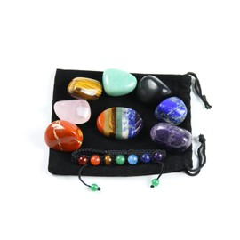 Nvzi Polierte Chakra Steine, Natürliche Edelstein Armbänder, Bergkristall Quarz, Rosenquarz, Trommelsteine, Bergkristall Rohstein, Edelsteine Heilsteine, Heilsteine Set, Kristalle Heilsteine