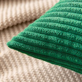 MIULEE Pack of 2, Corduroy Soft Soild Christmas Decorative Square Throw Pillow Covers Set Christmas Cushion Cases Pillowcases for Sofa Bedroom Couch 20 x 20 Inch, Dark Green