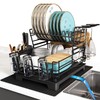 BOOSINY 2 Tier Black Large Stainless Steel Dish Drainers Drying
