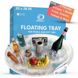 DIVEBLAST DIVEBLAST: Transparent Floating Drink Holder for Pool, Hot Tub Accessories for Adults - Holds Up to 50 LBS - Glitter Fun Swimming Pool Accessories for Adults, Cool and Unique Drink Floaties