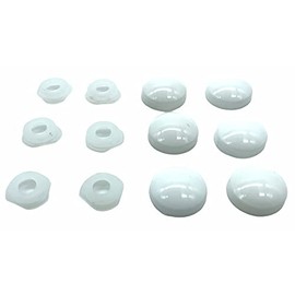 6 x Screw Cover Caps for No 6-8 Gauge Screws, Firm Clip-On Type (White)