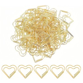 KLINNA 50 Stück Herzförmige Büroklammern Gold von, Klein Motiv Büroklammer als Liebevolle Deko, Herz Paper Clips für Büro & Hochzeit, Liebe Büroklammern Spender für Büro（Gold）