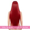 Style Icon 32-Inch Long Straight Wig Mid-Part Lace Front Silky