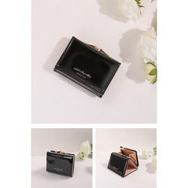 Cosylive Mini Trifold Wallet, Students, Coin Purse, Girls, PU Leather, Women's, Children, Wallet, 5 Colors, black, Small, Modern