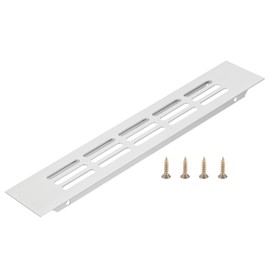 PATIKIL Door Air Vent Cover, 8 x 1.7 Inch (Outer Dimensions) Aluminum Louvered Ventilation Grille Rectangle Toe Kick Vent with Mounting Screws for Shoe Cabinet Wardrobe, Silver