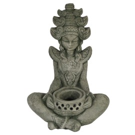 Kuan Yin with Pot Sitting Garden Statue Concrete Asian Sculpture