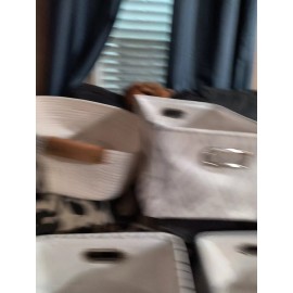 Mainstays Natural Canvas Storage Basket with Handles Multifunctiona