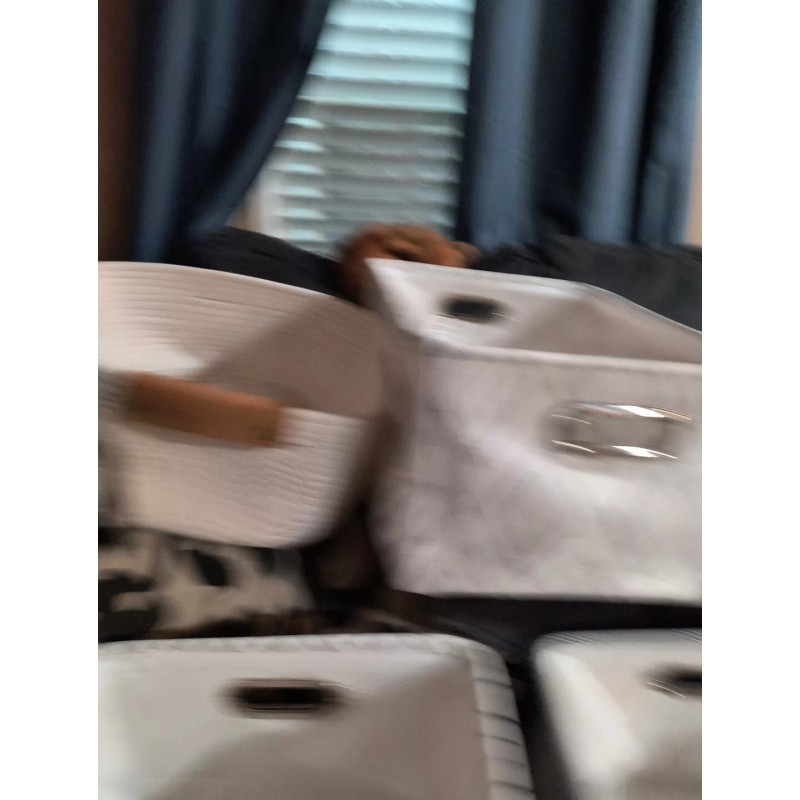 Mainstays Natural Canvas Storage Basket with Handles Multifunctiona