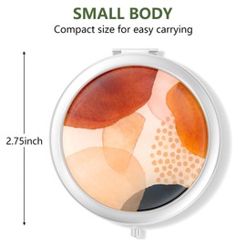 Nipichsha Compact Mirror, Pocket Travel Makeup Mirror, 2-Sided 2X/1X Magnification Compact Mirror, Small Folding Portable Handheld Mirror for Purses, Gift for Women, 2.75In Silver(Simple Abstract Art)