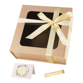 Rose Gold Gift Box with Window,7.5"x7.5"x3.1" Bridesmaid Box for Gift Giving,Birthday Gift Box with Magnetic,Closure Lid Gift Box for Presents,Cute Box,Luxury for Gift Packaging,Gift Box for Wrapping Gifts