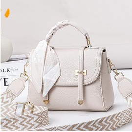 Nexum Vegan Leather Crossbody Bags for Women Small Designer Shoulder Handbags Top Handle Purses with Wide Strap White